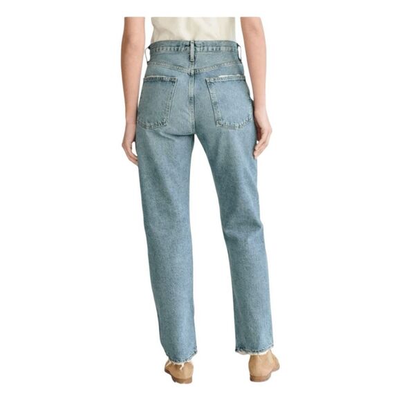 Agolde 90's Pinch Waist Jeans High Rise Straight Leg Blue Medium Wash Denim 24 - Picture 5 of 9